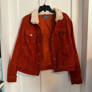 Torrid pumpkin spice corduroy Sherpa collar jacket size 1